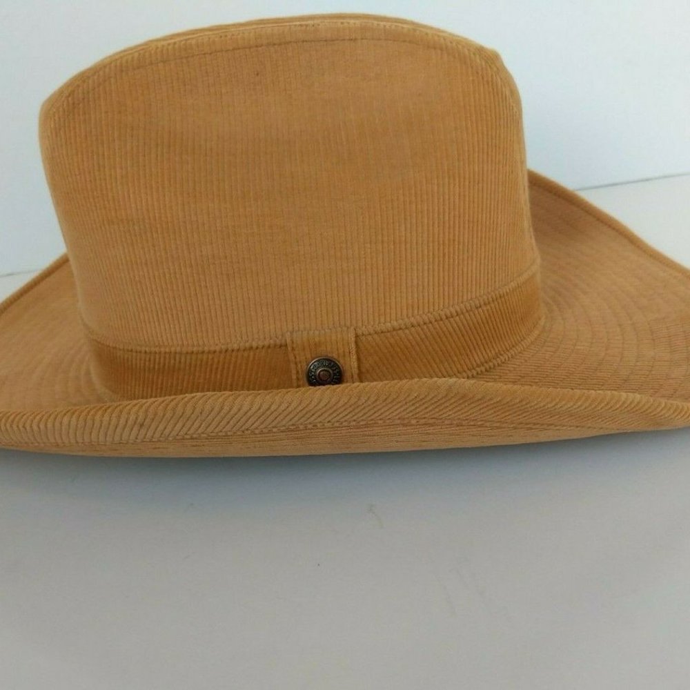 Levi Strauss & Co. Original Riveted Western USA Tan Corduroy Cowboy Hat 7 3/8